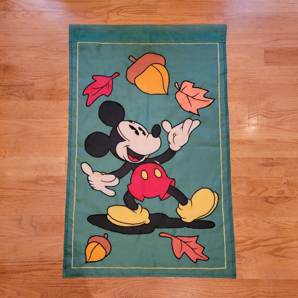 DISNEY ♡ 1990 Vintage Mickey Mouse Autumn Fall Outdoor Decorative Flag 28"x 44"
